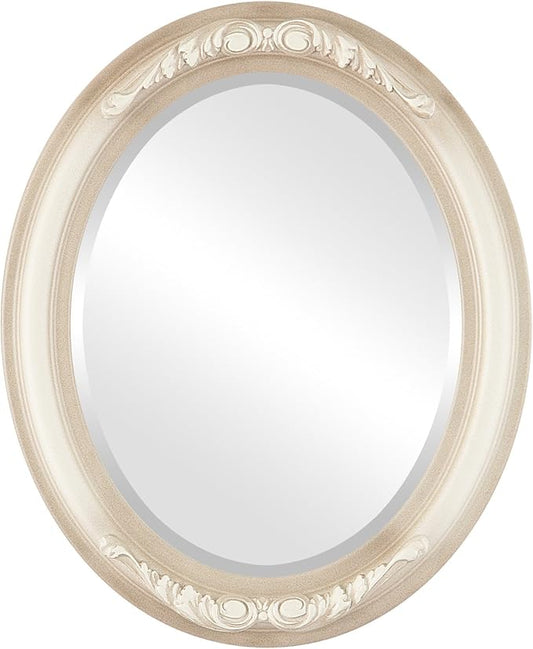 OVALCREST Oval Beveled Wall Mirror for Home Decor - Florence Style - Taupe - 40" x 28"