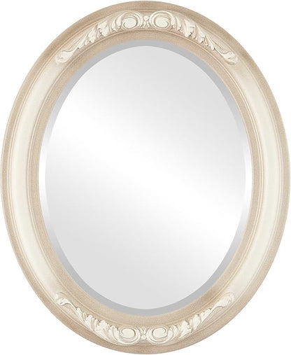 OVALCREST Oval Beveled Wall Mirror for Home Decor - Florence Style - Taupe - 32" x 26"