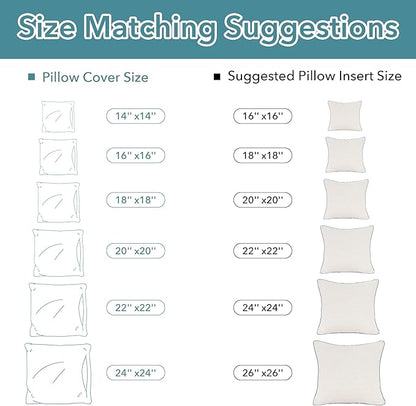 Oubonun 22x22 Pillow Inserts Set of 2 - Square Decorative Throw Pillows for Couch Bed Sofa Living Room Down Alternative Polyester Filling 22 Inch Insert(Beige)