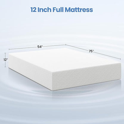 Yaheetech 12 Inch Full Size Mattress 3 Foam Layer Cooling Gel Memory Foam Mattresses, Green Tea for Fresher Sleep, Medium Firm, CertiPUR-US Certified, No Fiberglass, Full Mattress in a Box