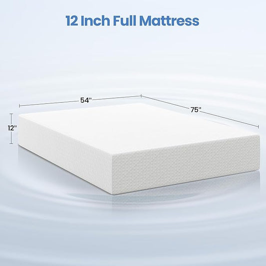 Yaheetech 12 Inch Full Size Mattress 3 Foam Layer Cooling Gel Memory Foam Mattresses, Green Tea for Fresher Sleep, Medium Firm, CertiPUR-US Certified, No Fiberglass, Full Mattress in a Box