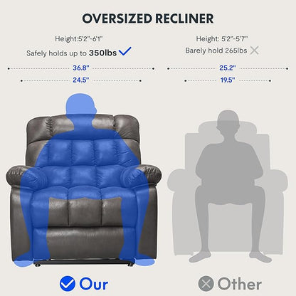 FLEXISPOT XL51 Dual OKIN Motor Power Lift Recliner Chair for Elderly, Lay Flat Electric Recliner with Massage & Heat, USB Ports, Faux Leather Reclining Sofa for Living Room Bedroom, Black