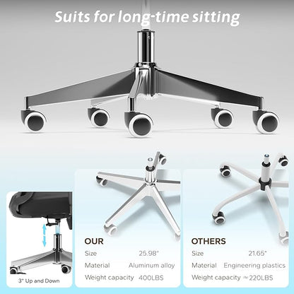 Ergonomic Office Chair, Mesh Desk Chair with Adjustable Headrest and 2D Armrest，Computer Chairs with Lumbar Support, Big and Tall Office Chair 400lbs, Large (01black)