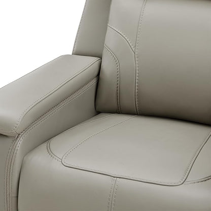 Watson & Whitely Genuine Leather Electric Recliner Chairs for Adults, Lay Flat Recliner with Power Headrest & Chargers for Living Room, Light Grey
