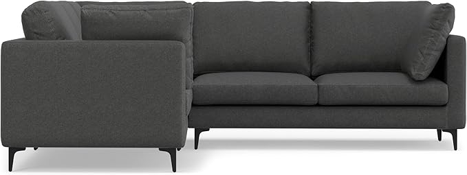 SIMPLIHOME Ava Corner Sectional Sofa in 100% Recycled Polyester Tightly Woven Performance Fabric, Pebble Grey, 102-inches Wide, Handcrafted Mid-Century Modern Style L-Shaped Couch for Living Room