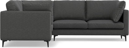 SIMPLIHOME Ava Corner Sectional Sofa in 100% Recycled Polyester Tightly Woven Performance Fabric, Pebble Grey, 102-inches Wide, Handcrafted Mid-Century Modern Style L-Shaped Couch for Living Room