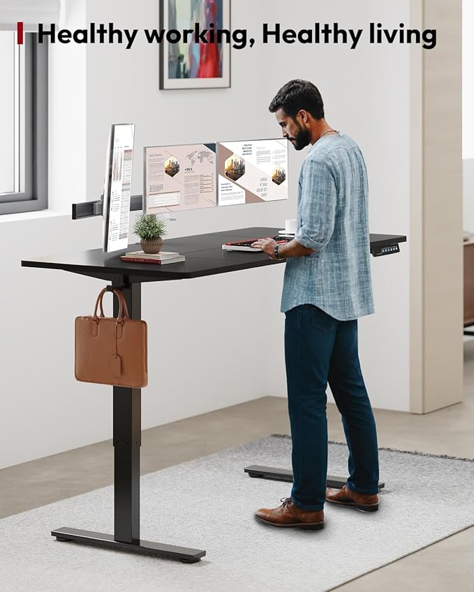 SANODESK Standing Desk Height Adjustable Electric Stand up Desk 79x32 Inches Sit Stand Home Office Desk with Splice Board, Black Frame/Black Top