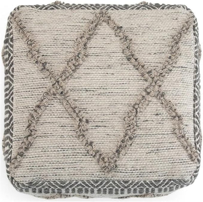 SIMPLIHOME Sweeney Boho Square Pouf in Grey, Natural Handloom Woven Pattern for the Living Room, Bedroom and Kids Room