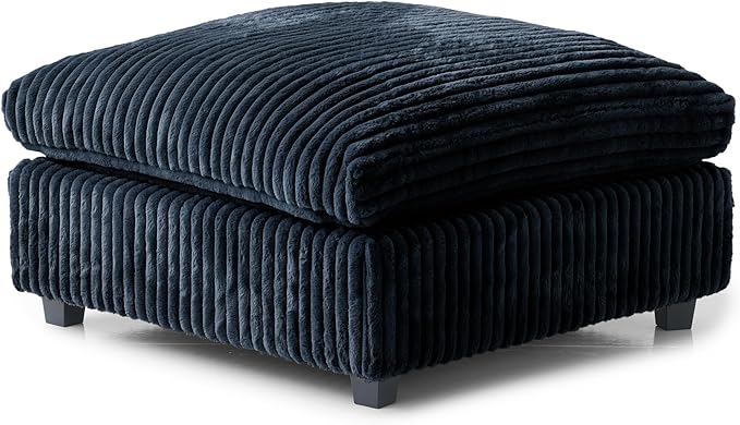 Modular Sectional Sofa Cloud Couch, Deep Seat Comfy Modular Couches for Living Room, Ottoman, Plush Couch Cushion Covers Removable, Black