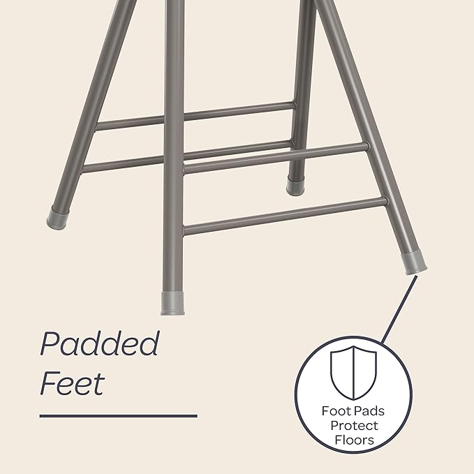 Lavish Home Folding Stool - Backless 24-Inch Stool with 225lb Capacity for Kitchen or Rec Room - Portable Indoor Counter Bar Stools (White)