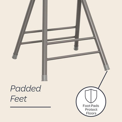 Lavish Home Folding Stool - Backless 24-Inch Stool with 225lb Capacity for Kitchen or Rec Room - Portable Indoor Counter Bar Stools (White)