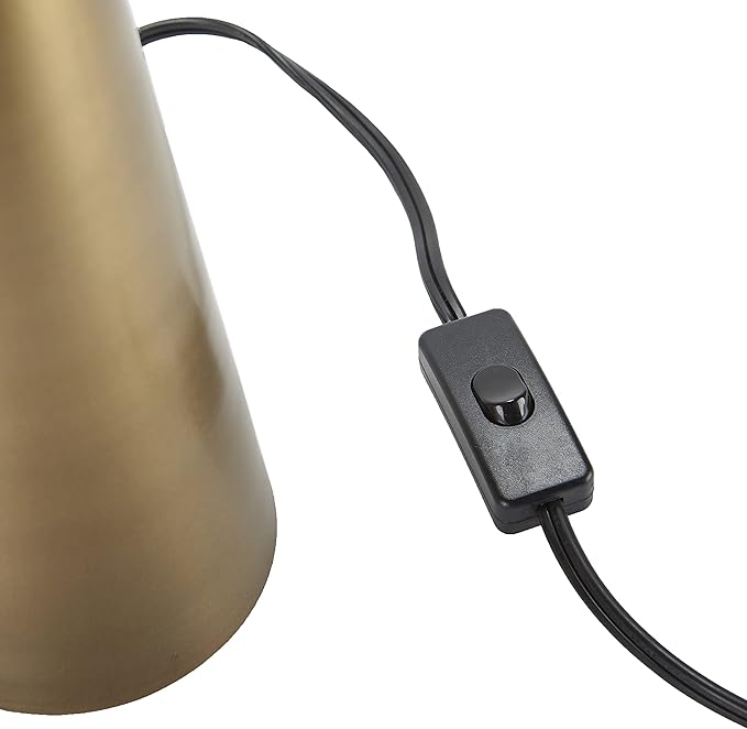 Nourison Home 16" Antique Gold Metal Mushroom Table Lamp, Modern, Retro, Desk Light for Bedroom, Dining, Office, Entryway