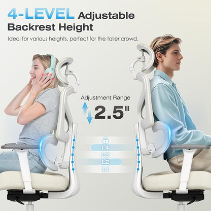 Ergonomic Office Chair, High Back Mesh Desk Chair with 4-Position Height Adjustable Back, 3D Armrests, Adaptive Lumbar Support, 3-Level Tilt Function, 3D Headrest, Comfy Computer Gaming Chairs