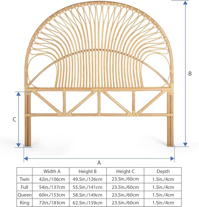 KOUBOO Rattan Loop Headboard, California King, Natural