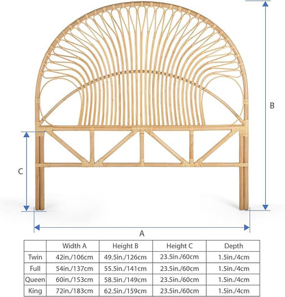 KOUBOO Rattan Loop Headboard, California King, Natural