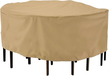 Classic Accessories Terrazzo Water-Resistant 69 Inch Round Patio Table & Chair Set Cover, Outdoor Table Cover