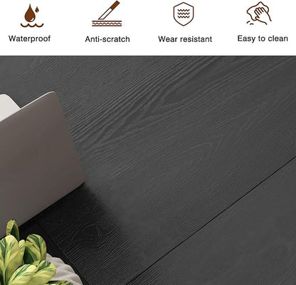 LEVNARY 78 Inch Long Executive Desk, Large Office Desk with Wood Strip Base, Modern Farmhouse Computer Desk Business Furniture for Home Office (Black)