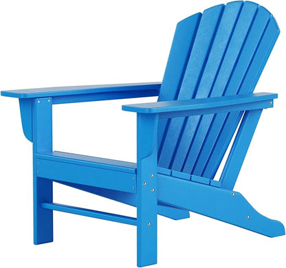 Costaelm Outdoor Adirondack Chair, HDPE Patio Chair, Weather Resistant Lawn Firepit Outside Chairs for Porch, Poolside, Garden, Backyard Deck, Pacific Blue