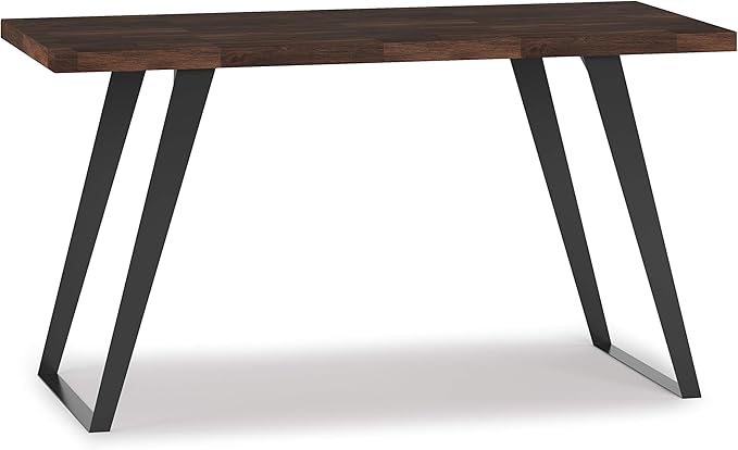 SIMPLIHOME Lowry SOLID WOOD and Metal Modern Industrial 54 inch Wide Home Office Desk, Writing Table, Workstation, Study Table Furniture in Distressed Charcoal Brown