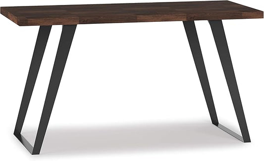 SIMPLIHOME Lowry SOLID WOOD and Metal Modern Industrial 54 inch Wide Home Office Desk, Writing Table, Workstation, Study Table Furniture in Distressed Charcoal Brown