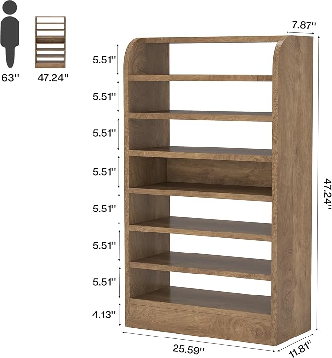 Tribesigns Shoe Rack for Entryway, 8-Tier Tall Shoe Shelf Shoes Storage, Wooden Shoe Storage Cabinet Shoe Organizer for Closet, Hallway, Living Room, Wood Color