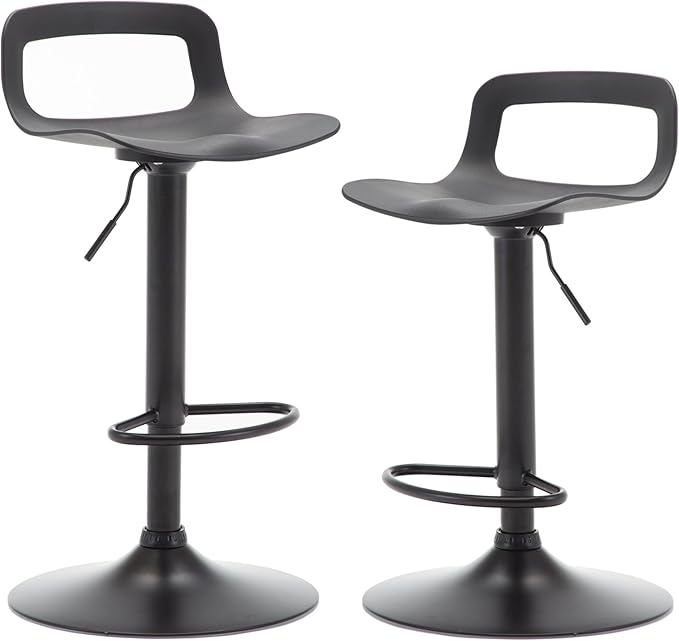 NOBPEINT NOB Contemporary Chrome Air Lift Adjustable Swivel Bar Stool (6 Pieces, Black)