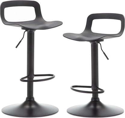 NOBPEINT NOB Contemporary Chrome Air Lift Adjustable Swivel Bar Stool (6 Pieces, Black)