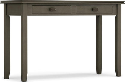 SIMPLIHOME Artisan Console Table - 46 Inch Wide Solid Wood Sofa Table in Farmhouse Grey, Transitional Storage Table for Entryway or Living Room with 2 Drawers and Clean Angle-Edged Top