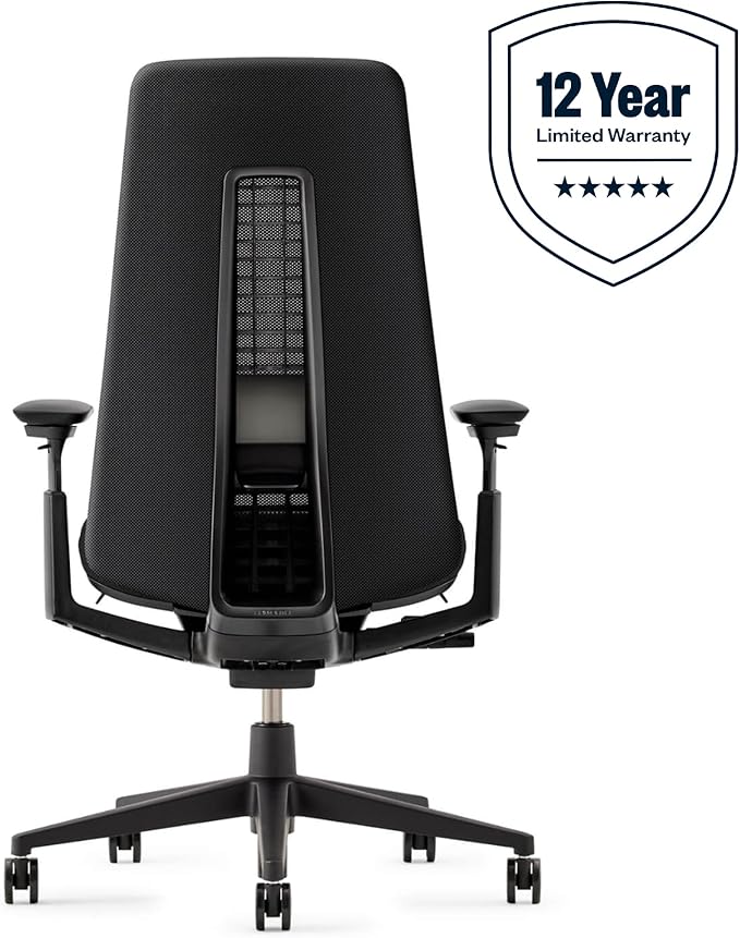 Haworth Fern Office Chair – Ergonomic and Stylish Desk Chair with Breathable Mesh Finish - with Lumbar Support (Coal)