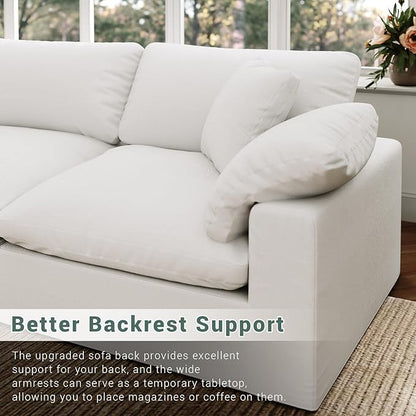Cloud Modular Sectional Sofa,78.6" V Shape 3 Seater with Corner Down Filled Comfy Sofa,Modern Deep Seat Cloud Couch,Detachable Couch Cushion Covers for Living Room,White
