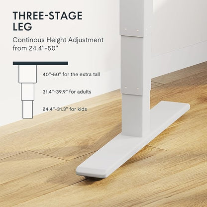 FLEXISPOT E6 MAX Bamboo 60x30 Inch Dual Motor 3-Stage Heavy Duty Standing Desk, 330lbs Weight Capacity, Height Adjustable Desk w/Cable Management & Wheels (Solid Bamboo Curved Desktop + White Frame)