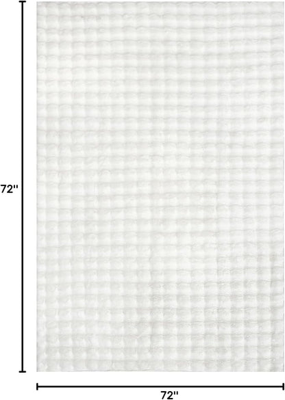 nuLOOM Jeni Checkered 6 Round Machine Washable Area Rug for Living Room Bedroom Dining Room Kitchen, Off White