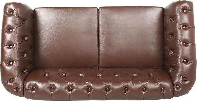 LEVNARY Leather Sofa, Chesterfield Tufted Upholstered 2 Seater Couch, Modern Loveseat Couch Classic Furniture for Living Room Bedroom (Dark Brown)