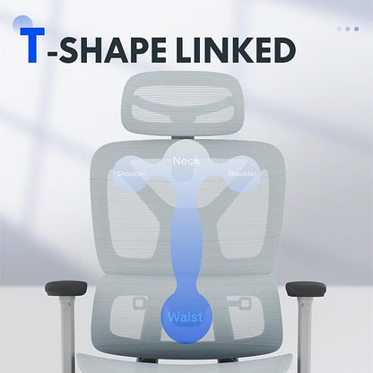 FLEXISPOT ErgoX Premium Ergonomic Office Chair with Footrest- Adjustable 3D Armrests, Dynamic Lumbar Support, Recline & Tilt Function, Mesh Seat, for Home & Office Use,Blue
