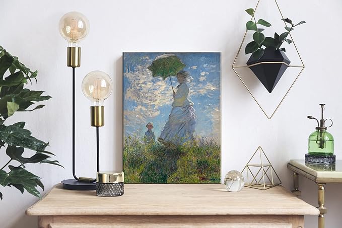 Wieco Art Woman with a Parasol Madame Monet and Her Son Canvas Prints Wall Art of Claude Monet Famous Classic Oil Paintings Reproduction People Landscape Pictures Artwork