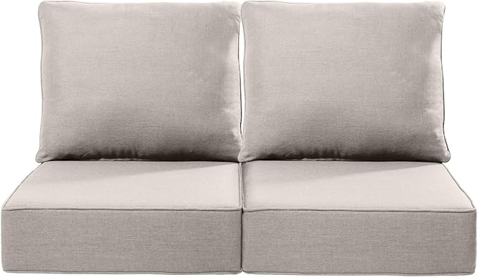 Luxury 24x24x6 Inch Outdoor Chair Cushions - Set of 2 Water Resistant Comfortable Patio Seat Cushion for Porch Set Rattan Dining Rocker Glider Chairs Loveseat Couch Sectional Sofa - Beige
