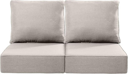 Luxury 22x24/22x25 6-Inch Outdoor Seat Cushions - Set of 2 Water Resistant Patio Chair Seat Comfortable Cushion for Rattan Dining Rocker Glider Chairs Loveseat Couch Sectional Sofa - Beige