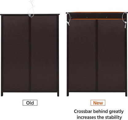Yaheetech Large Bathroom Floor Cabinet with 4 Drawers and Single Door Cabinet, Freestanding Storage Cabinet for Living Room Kitchen Hallway, Espresso