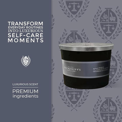Pecksniffs Luxurious Black Tall Amber & Oud Wood Scented Candle | 3 Wicks, 283g/9.9oz