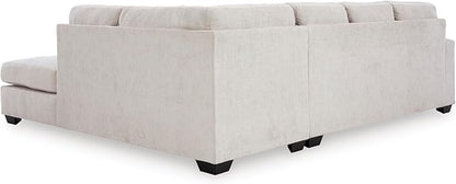 Signature Design by Ashley Aviemore Casual L-Shaped 2-Piece Sectional with Chaise and Loose Seat Cushions, Accent Pillows Included, 110" Wide, Light Gray