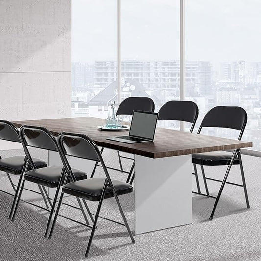 30 Pack Folding Chairs with Padded Seats, Padded Folding Chair with Steel Frame for Events Home Office, Pu Leather Folding Chair Black