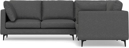 SIMPLIHOME Ava Corner Sectional Sofa in 100% Recycled Polyester Tightly Woven Performance Fabric, Pebble Grey, 102-inches Wide, Handcrafted Mid-Century Modern Style L-Shaped Couch for Living Room