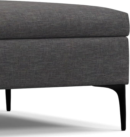 SIMPLIHOME Rebecca 36 inch Wide Contemporary Square Mid Century Coffee Table Storage Ottoman with Lift Up Lid in Slate Grey Polyester Linen, Assembled, For the Living Room, Entryway and Family Room