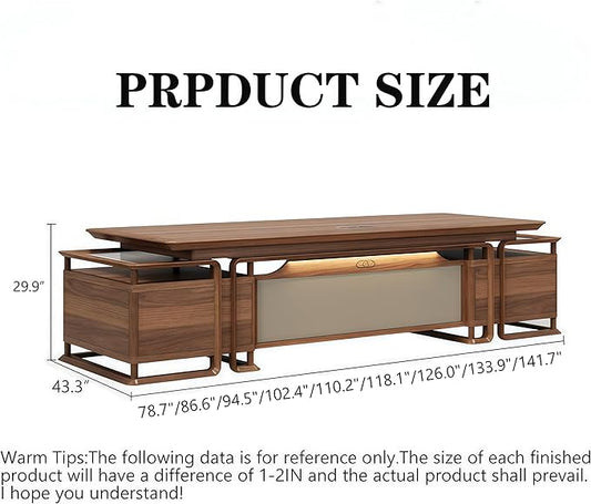 Executive Desk, 78.7 inch Executive Wood Desks L Shape Desk with Drawers with Drawers and Lockable Storage No Installation Required Without Display Racks and Bookshelves