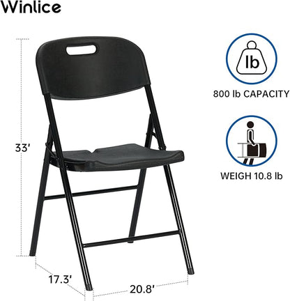 40 Pack Thicker 800 LBS Black Folding Chairs, Commercial Grade Folding Chair, Foldable Chairs for Events