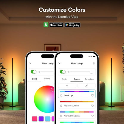 Nanoleaf Matter Smart Floor Lamp, LED Standing Lamps Work with Alexa, Music Sync Corner Lamp,16 Million Colors, 1700lm RGBTW Floor Lamp with Voice Control for Living Room, Ambient Lighting, Black