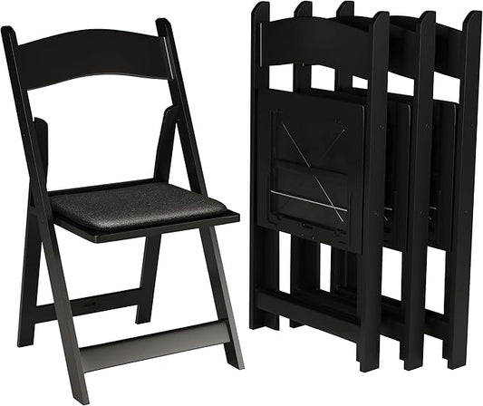 200 Black Resin Stackable Folding Chair - Comfortable Black Foldable Chair - Folding Chairs with Padded Seats - Indoor/Outdoor Folding Chairs for Events - Lightweight Foldable Chairs (200 Pack)