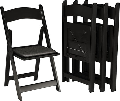 500 Black Resin Stackable Folding Chair - Comfortable Black Foldable Chair - Folding Chairs with Padded Seats - Indoor/Outdoor Folding Chairs for Events - Lightweight Foldable Chairs (500 Pack)