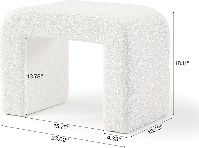 Tribesigns White Vanity Stool, 24" Wide Foot Rest for Couch, Large Foot Stool Ottoman, Modern Extra Seating for Living Room, Shoe Bench for Entryway, Dressing Chair for Bedroom, Fully Assembly