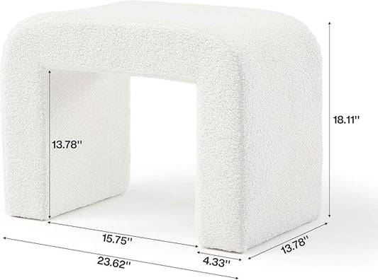 Tribesigns White Vanity Stool, 24" Wide Foot Rest for Couch, Large Foot Stool Ottoman, Modern Extra Seating for Living Room, Shoe Bench for Entryway, Dressing Chair for Bedroom, Fully Assembly